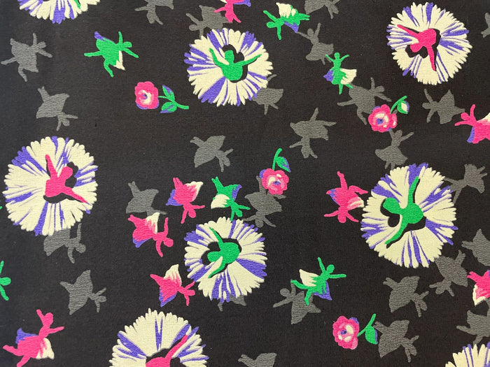 Dancing Ballerina Print Silk Georgette