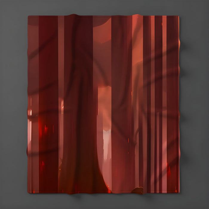 Deep Red Vertical Panel Pattern Fleece Sherpa Blanket