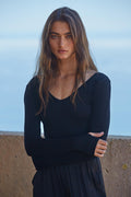 Double Boat Neck Ribbed Top