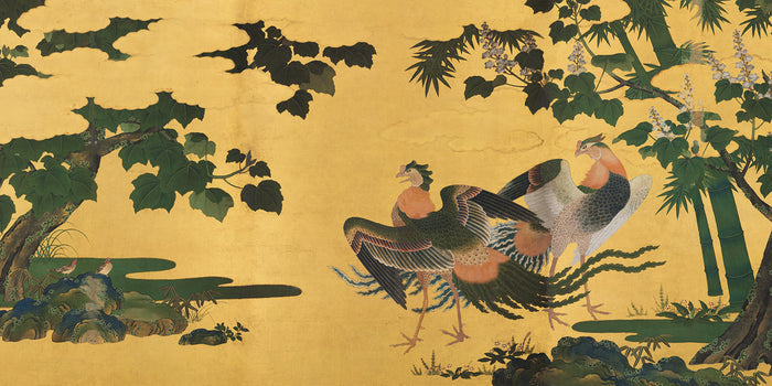 Elegant Japanese Peacocks and Bamboo