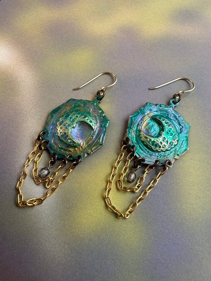 Unique turquoise and gold earrings (15C0118A)