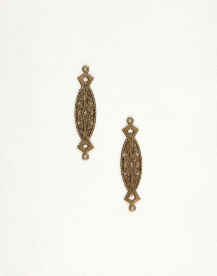 Pair of ornate brass pulls