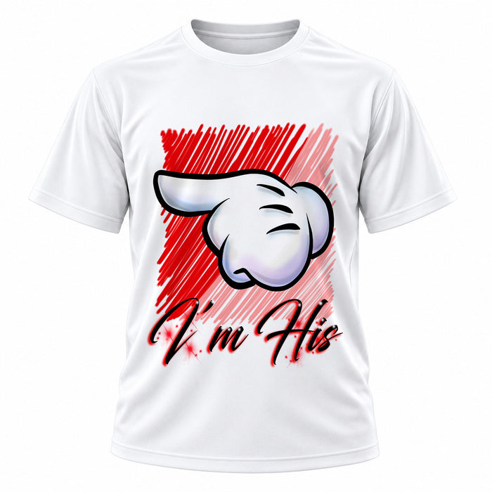 Personalized Hand T-Shirt, front-view T-shirt mockup featuring custom Air-Volution artwork by Mythic Airbrush