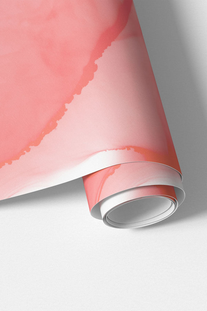 Faint Coral Ink Utopia wall mural shown as a printed roll