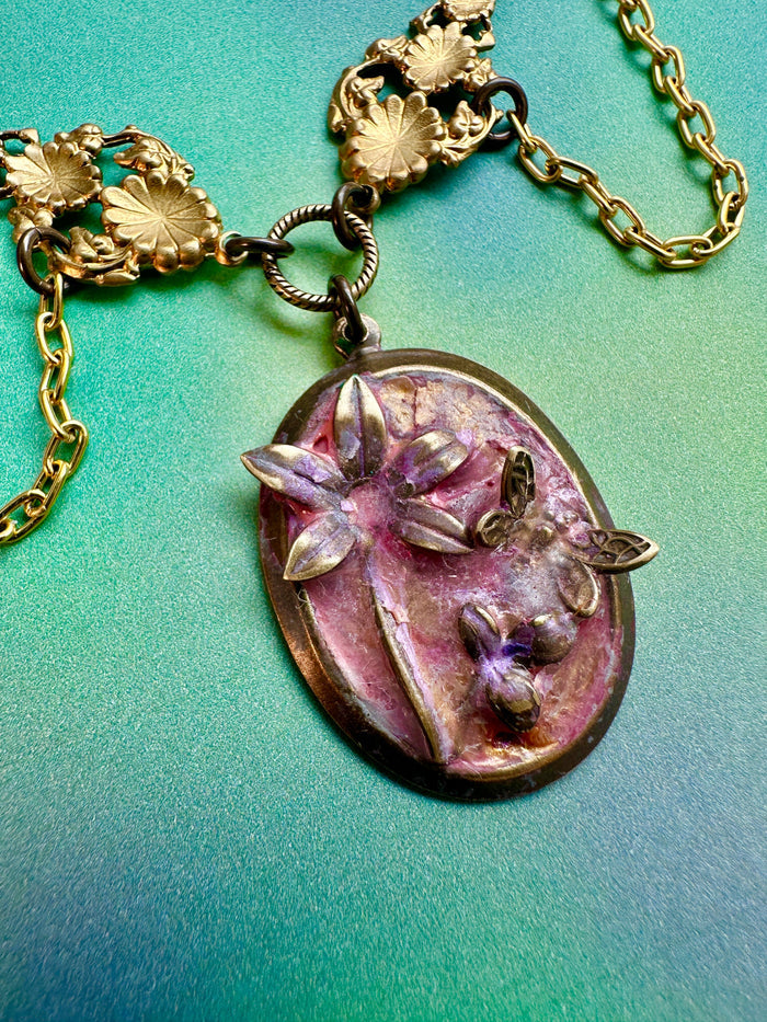 Vintage floral pendant necklace
