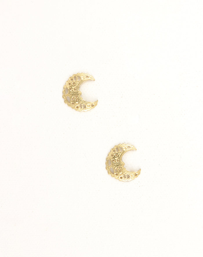 F441 Gold Moon Stud Earrings