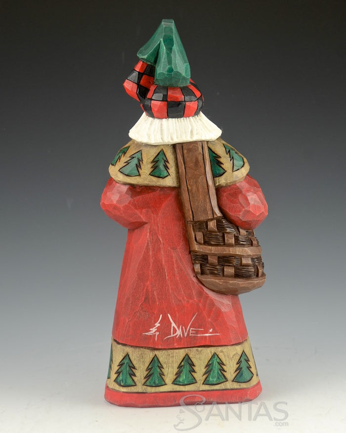 Fish and Creel Fisherman Carving by Dave Francis 9 inch