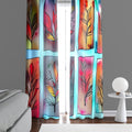 Floral Window Curtain - Pressed Autumn Leaves Stained Glass - Deja Blue Studios