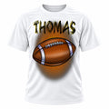 Personalized Football T-Shirt, front-view T-shirt mockup featuring custom Air-Volution artwork by Mythic Airbrush