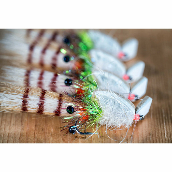Gangster Gurgler DIY fly tying kit finished shrimp lures with cactus chenille and craft fur