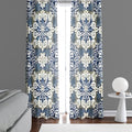 Geometric Window Curtain - Gray and Blue Kaleidoscope Pattern - Deja Blue Studios