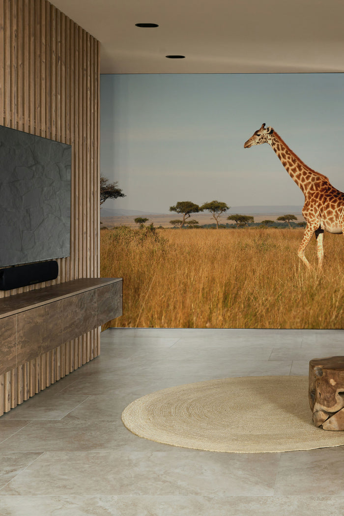 Giraffe Walking Through the Grasslands