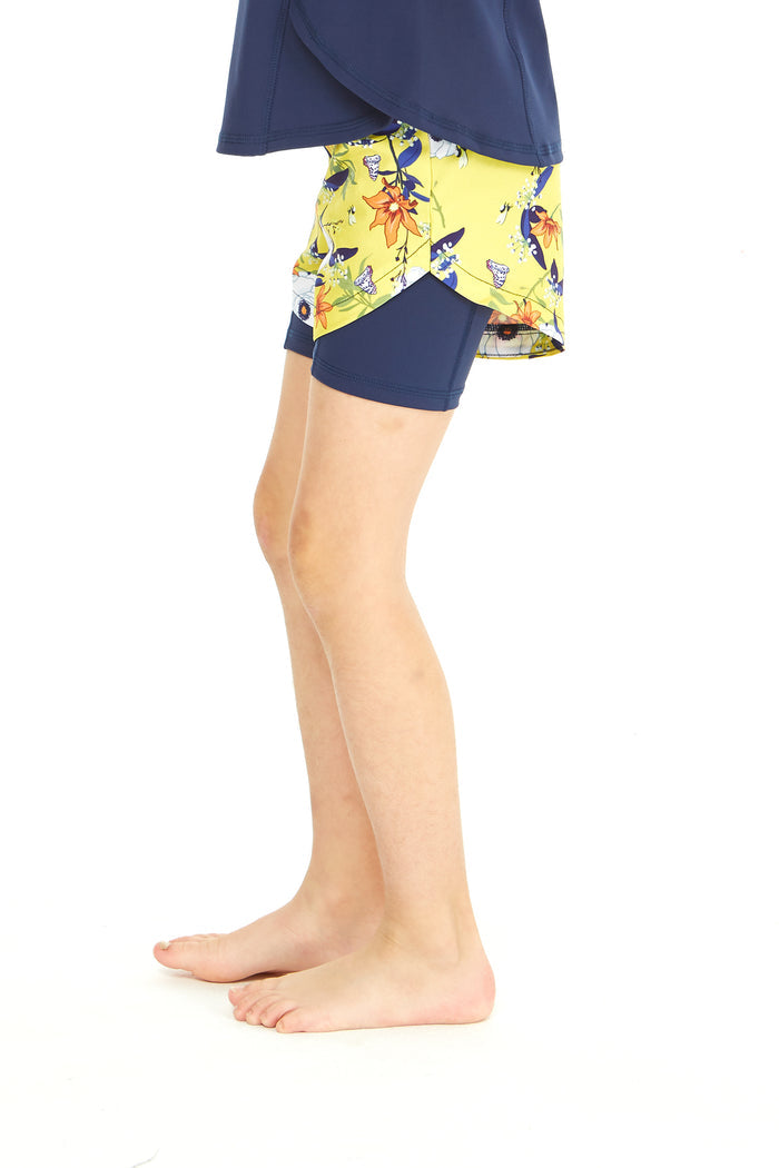 Girl's Athletic Shorts in Garden Poppy Yellow