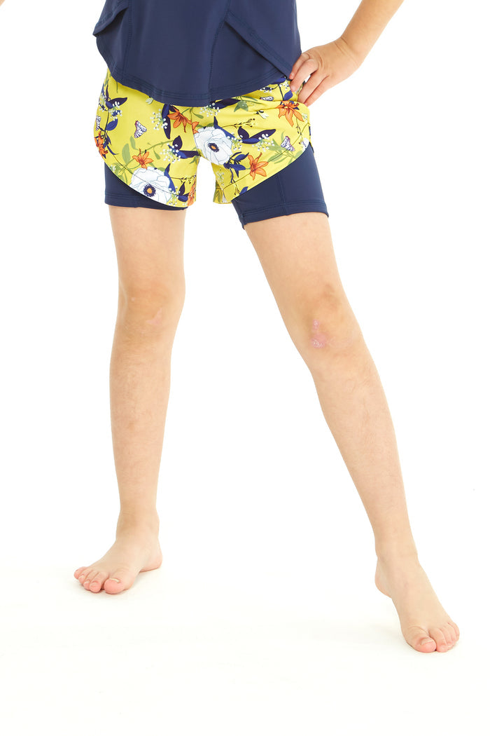 Girl's Athletic Shorts in Garden Poppy Yellow