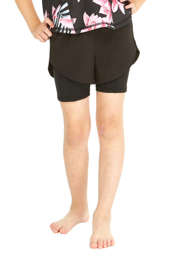 Girl's Athletic Shorts in Solid Black