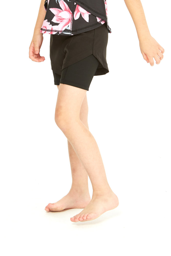 Girl's Athletic Shorts in Solid Black