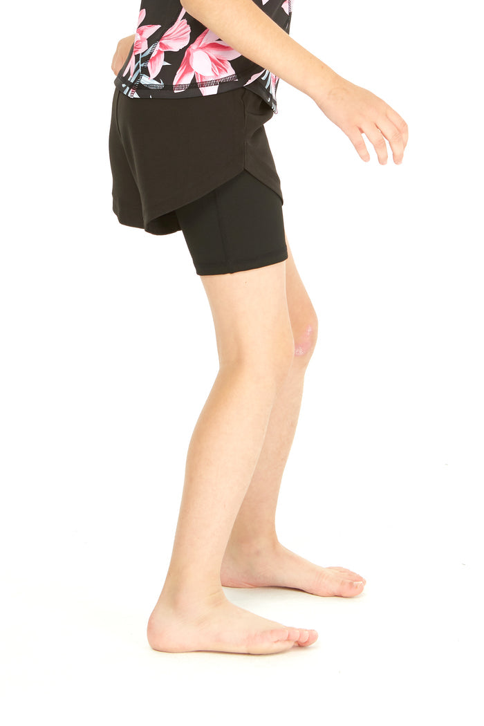 Girl's Athletic Shorts in Solid Black