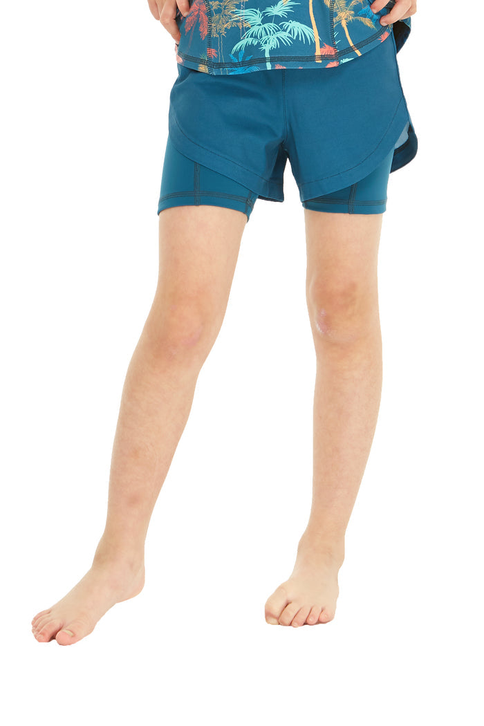 Girl's Athletic Shorts in Solid Green