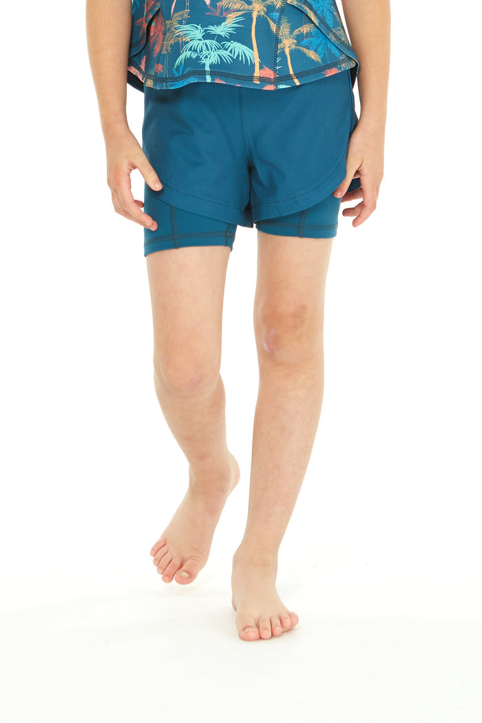 Girl's Athletic Shorts in Solid Green
