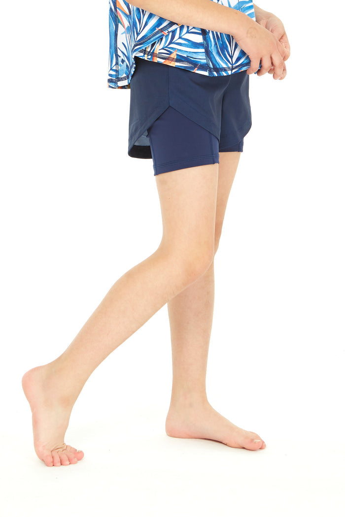 Girl's Athletic Shorts in Solid Navy