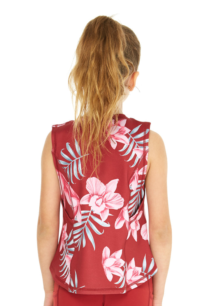 Girl's Athletic Tank Top in Lotus Orchid Red