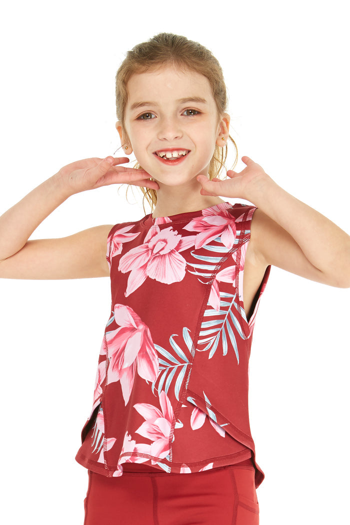 Girl's Athletic Tank Top in Lotus Orchid Red