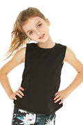 Girl's Athletic Tank Top in Solid Black
