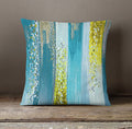 Gold and Blue Vertical Metallic Drip Pattern Throw Pillow Cover