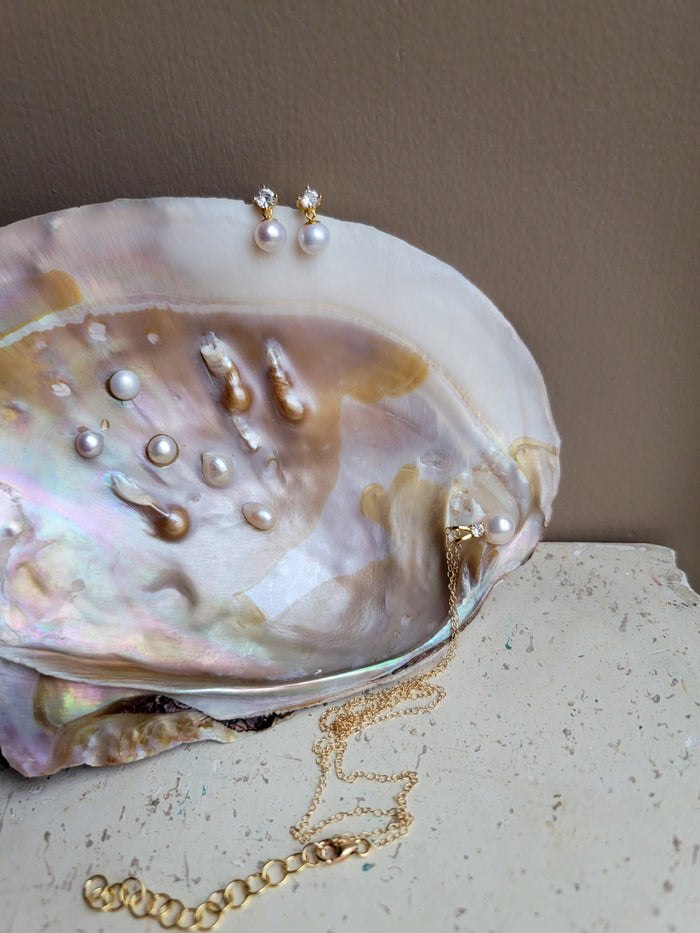 Gold Priceless Pearl Earrings
