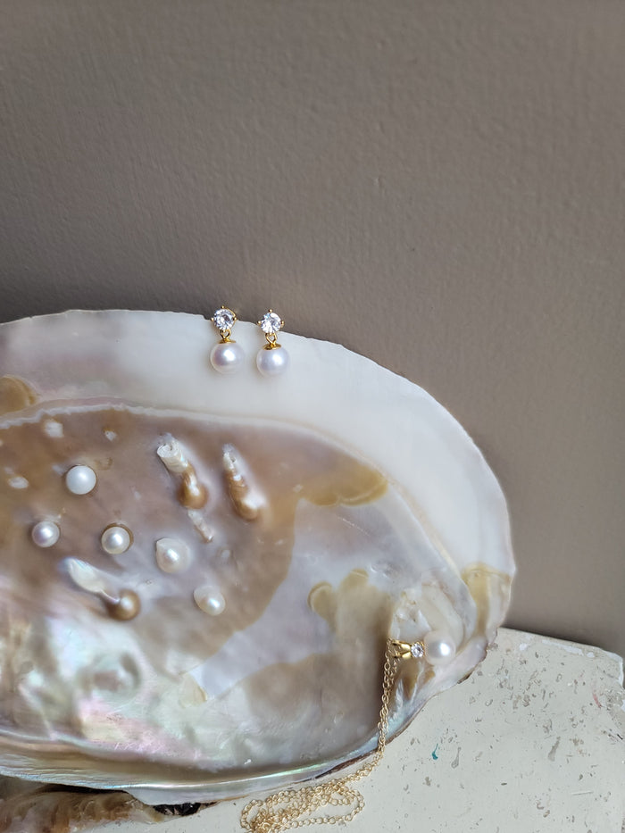 Gold Priceless Pearl Earrings