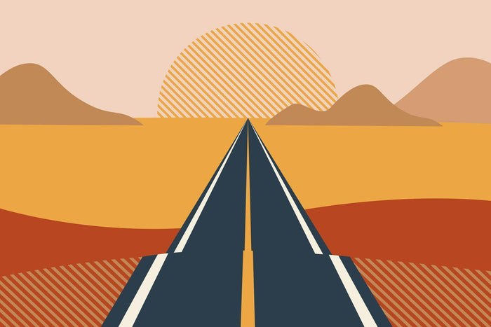 Grand Abstract Sunset Road Wallpaper Mural-Wall Mural-Eazywallz