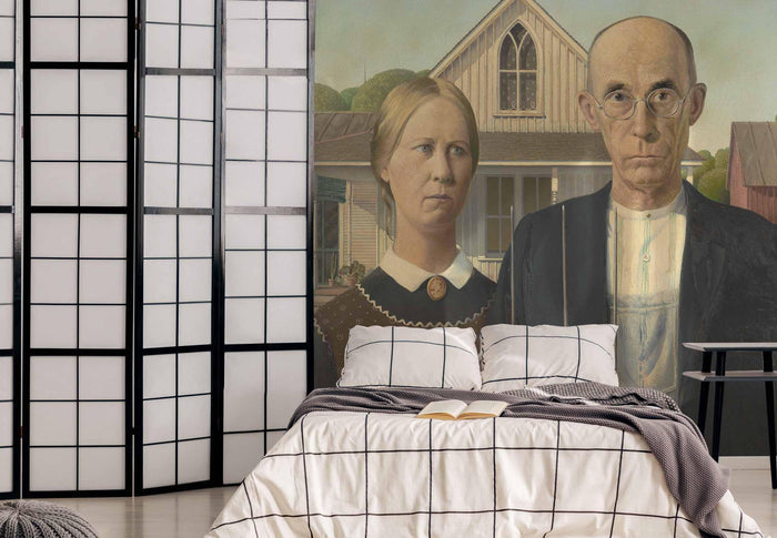 Grant Wood Farmers Painting Wall Mural-Wall Mural-Eazywallz