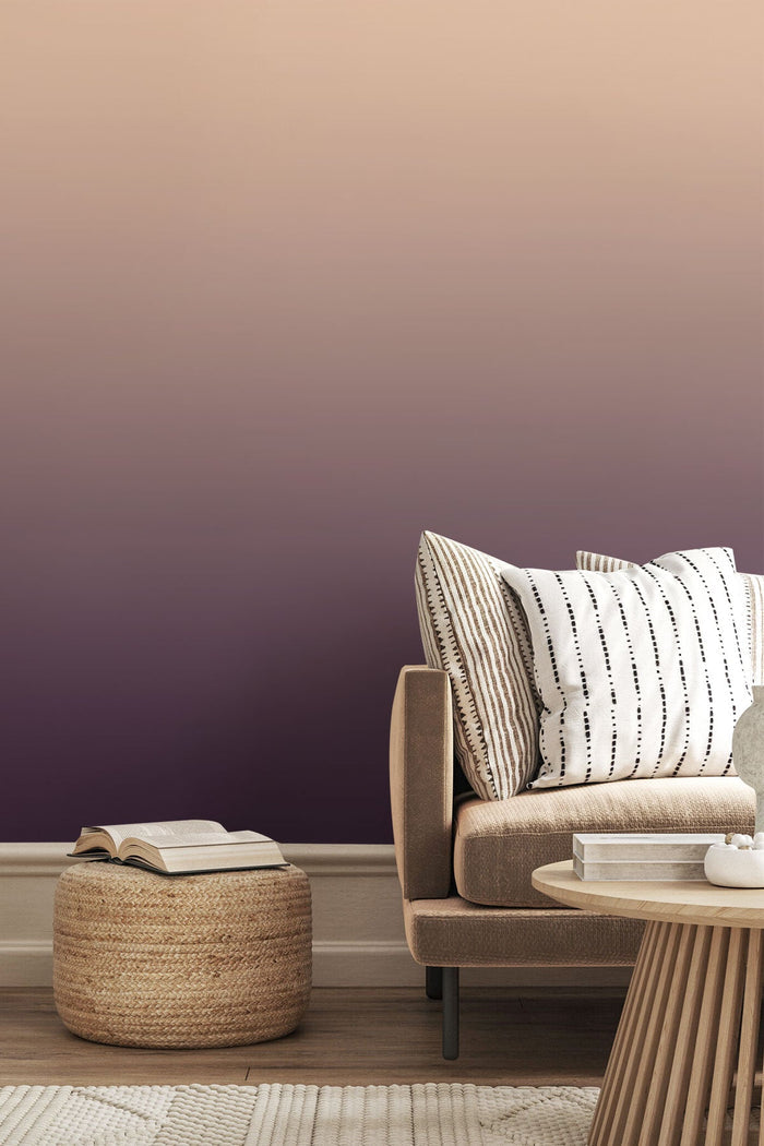 Grape Rhapsody Wallpaper behind a sofa