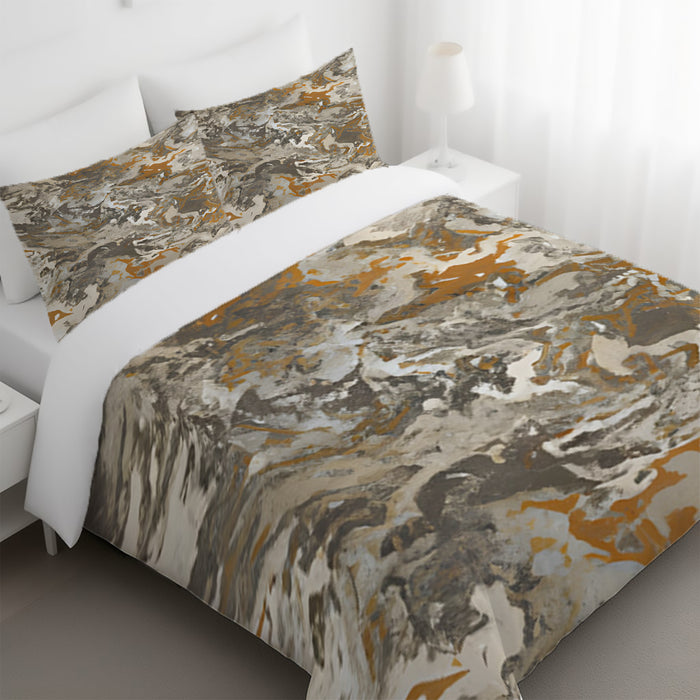 Gray and Beige Marble Camo Pattern Duvet Cover