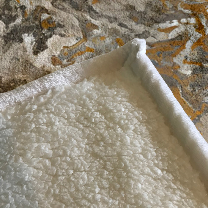 Gray and Beige Marble Camo Pattern Fleece Sherpa Blanket
