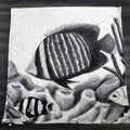 Gray Fish Coral Reef Pattern Fleece Sherpa Blanket