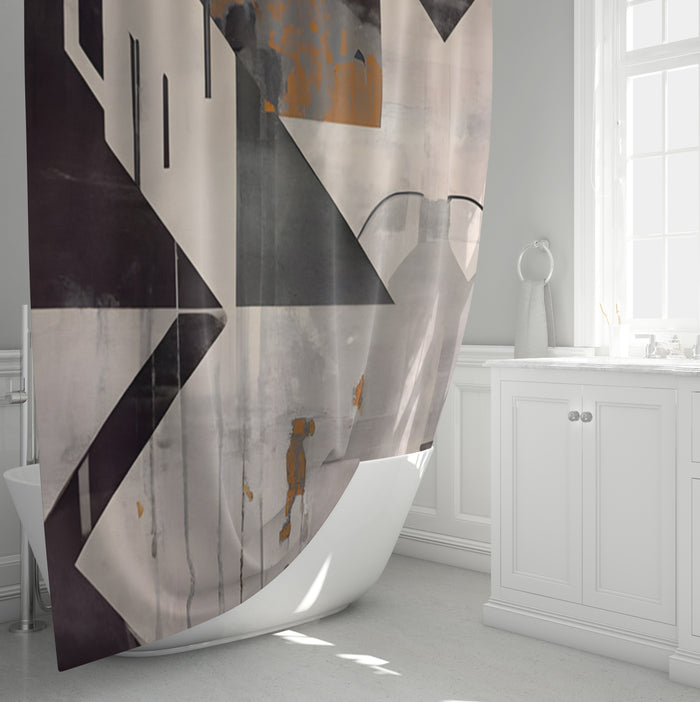 Gray Geometric Industrial Pattern Shower Curtain