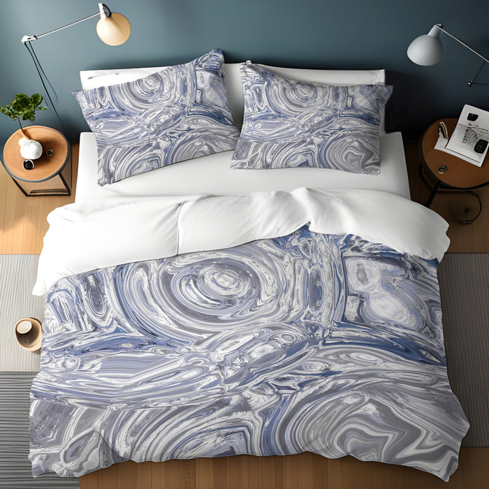 Gray Marble Swirl Texture Pattern Duvet Cover