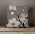 Gray Minimalist Floral Line Pattern Throw Pillow Cover