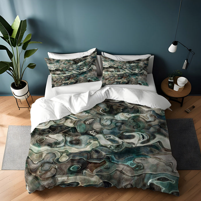 Gray Organic Stone Texture Pattern Duvet Cover