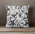 Gray Ornamental Scroll Pattern Throw Pillow Cover