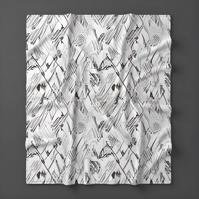 Gray Sketch Texture Abstract Pattern Fleece Sherpa Blanket