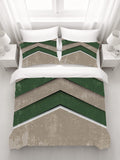 Green and Beige Chevron Geometric Pattern Duvet Cover