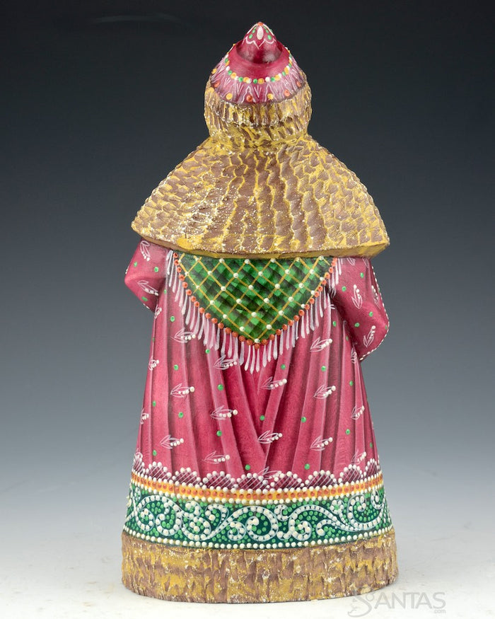 Green and Burgundy Russian Santa with Staff