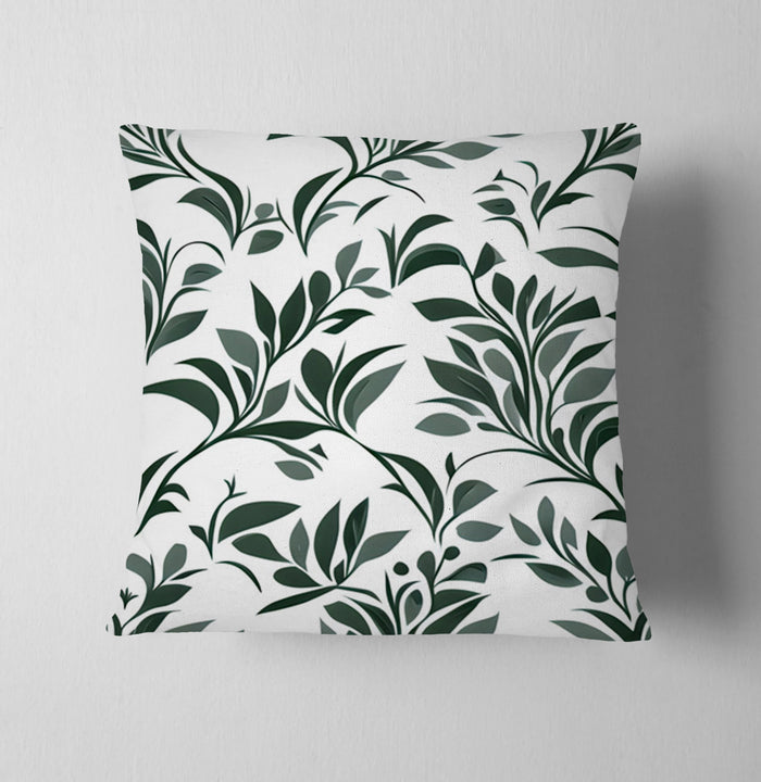 Green Botanical Leaf Pattern Throw Pillow Cover