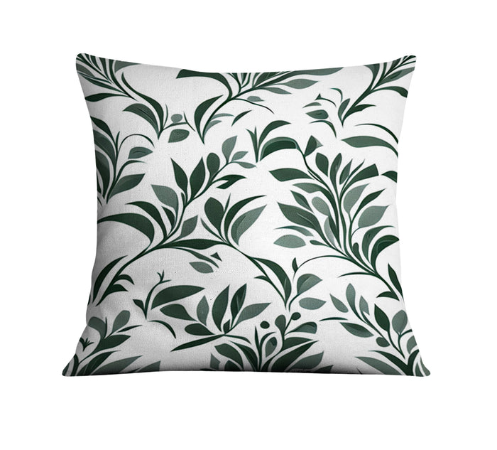 Green Botanical Leaf Pattern Throw Pillow Cover