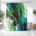 Green Brushstroke Abstract Pattern Shower Curtain