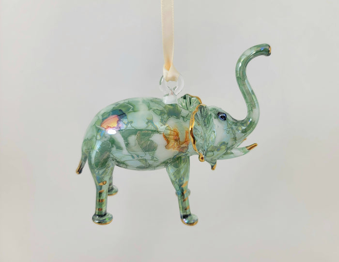 Green Ceramic Elephant Ornament
