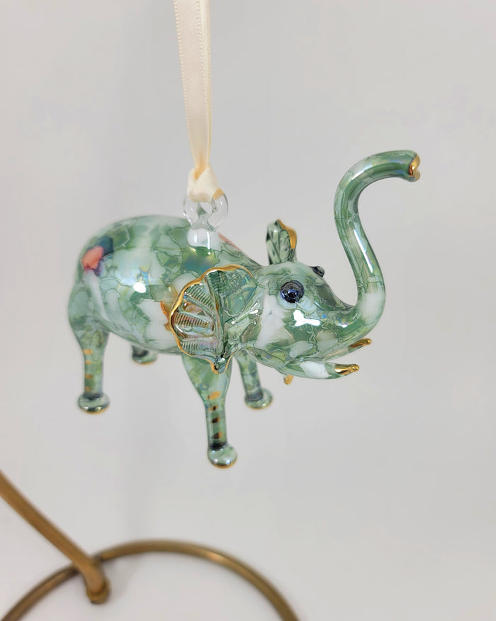 Green Ceramic Elephant Ornament