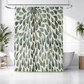 Green Feather Rain Drop Pattern Shower Curtain
